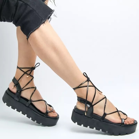 Shoes | Lace Up Wrap Platform Wedge Gladiator Sandals | Poshmark